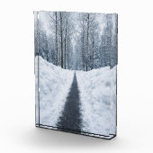 Bloc Photo Sentier forestier hivernal brumeux Affiche de pays (Droite)