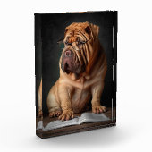 Bloc Photo Shar Pei Chien intelligent avec conception de livr (Gauche)