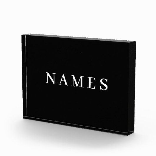 Bloc Photo Simple Black Custom Ajouter Votre Nom Élégant (Droite)