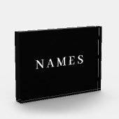 Bloc Photo Simple Black Custom Ajouter Votre Nom Élégant (Gauche)