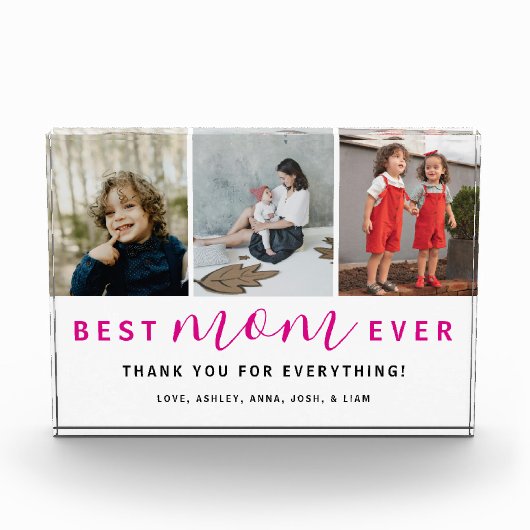 Bloc Photo Simple Meilleure maman Script Hot Pink 3 (Devant)