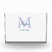 Bloc Photo simple minimum ajouter nom monogramme violet vert  (Devant)