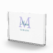 Bloc Photo simple minimum ajouter nom monogramme violet vert (Droite)