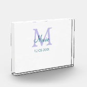 Bloc Photo simple minimum ajouter nom monogramme violet vert (Gauche)