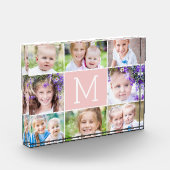 Bloc Photo Simple Monogramme ÉDITABLE COULEUR Acrylique Bloc  (Gauche)