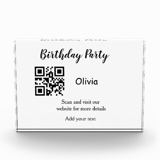 Bloc Photo Simple site de fête d'anniversaire code-barres QR (Devant)