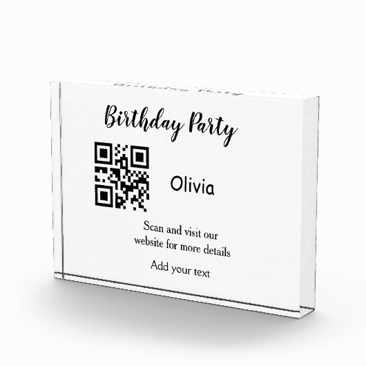 Bloc Photo Simple site de fête d'anniversaire code-barres QR  (Droite)