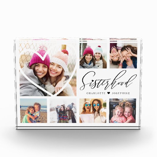 Bloc Photo Sisterhood Script BFFs Heart 7 Photo Grid Collage (Devant)