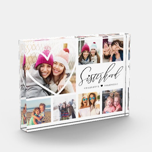 Bloc Photo Sisterhood Script BFFs Heart 7 Photo Grid Collage (Gauche)
