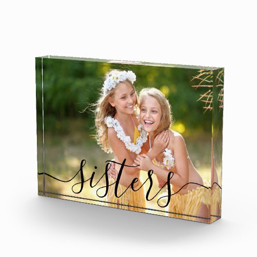 Bloc Photo Sisters Black Script Overlay personnalisé (Droite)
