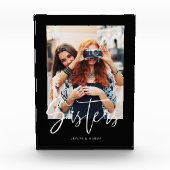 Bloc Photo Sisters Brush Script Moderne Disposition Photo Noi (Devant)