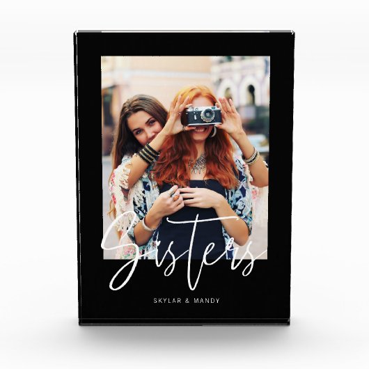 Bloc Photo Sisters Brush Script Moderne Disposition Photo Noi (Devant)