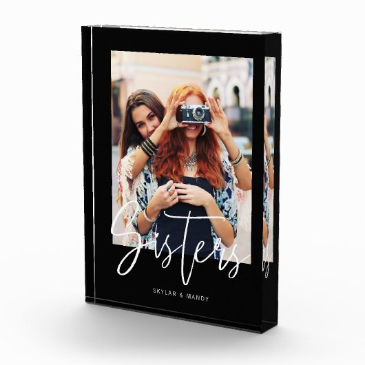 Bloc Photo Sisters Brush Script Moderne Disposition Photo Noi (Droite)