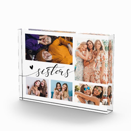 Bloc Photo Sisters Moderne Script Photo Collage (Droite)