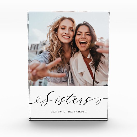 Bloc Photo Sisters Script Cadeau pour Soeurs Photo Keepsaké (Devant)