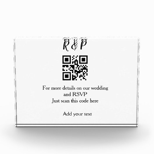Bloc Photo Site web de mariage rsvp q r code ajouter nom text (Devant)
