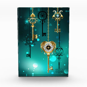 Bloc Photo Skeleton Keys on Green Background