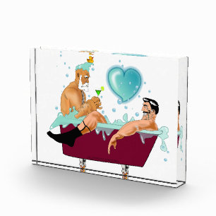 Bloc Photo SlipperyJoe's deux gays hommes aiment la baignoire