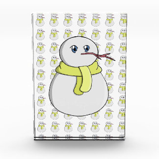 Bloc Photo Snowman portant une écharpe jaune