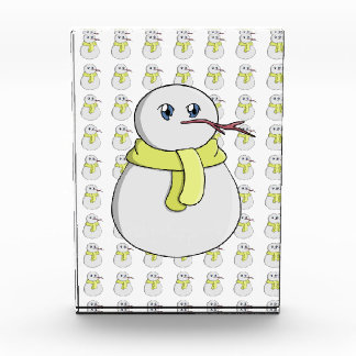 Bloc Photo Snowman portant une écharpe jaune