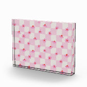 Bloc Photo Soft Pink Daisy Checkerboard Floral Pattern (Droite)