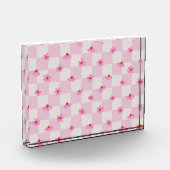 Bloc Photo Soft Pink Daisy Checkerboard Floral Pattern (Gauche)