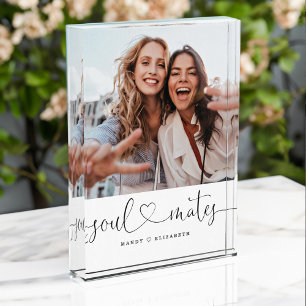 Bloc Photo Soulmates Script Best Friends Cadeau photo Keepsak