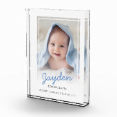 Bloc Photo Souvenir blanc bleu simple de naissance de bébé de (Droite)