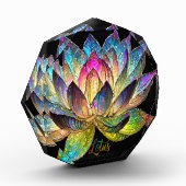 Bloc Photo Stained Glass Colorful Lotus Flower on Black (Gauche)