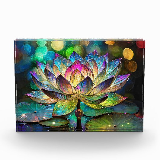 Bloc Photo Stained Glass Vibrant Lotus Flower (Devant)