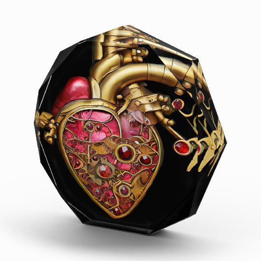 Bloc Photo Steampunk Coeur Anatomique rubis et engrenages (Droite)