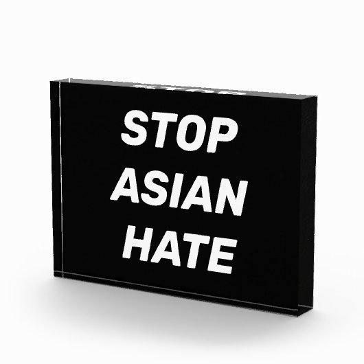 Bloc Photo Stop Asian Hate, panneau acrylique noir blanc (Droite)