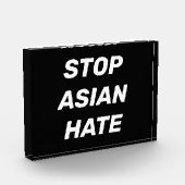 Bloc Photo Stop Asian Hate, panneau acrylique noir blanc (Gauche)