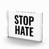 Bloc Photo Stop Hate, panneau acrylique transparent noir (Droite)