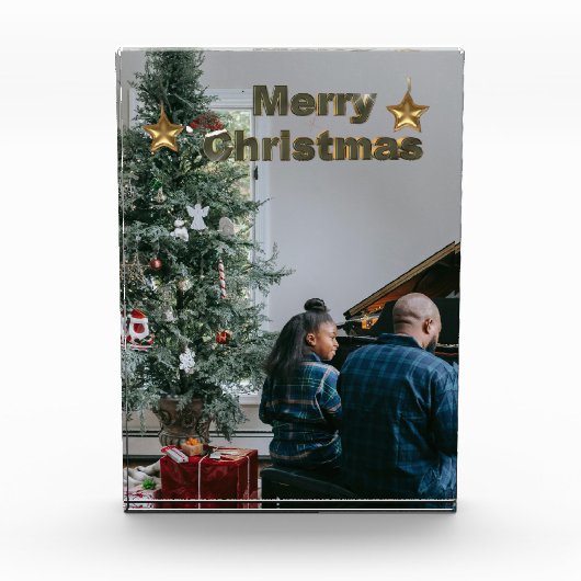 Bloc Photo Style verdoyant Arbre de Noël Famille Photo (Devant)