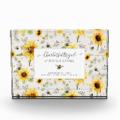 Bloc Photo Sunflower Bee Rustique Bois Jaune Statistiques de (Devant)