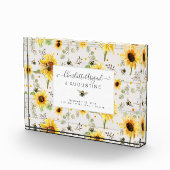 Bloc Photo Sunflower Bee Rustique Bois Jaune Statistiques de  (Droite)