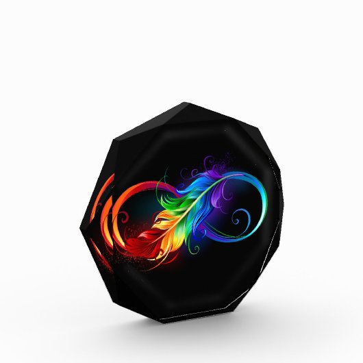 Bloc Photo Symbole d'infini avec plume arc-en-ciel (Gauche)