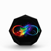 Bloc Photo Symbole d'infini avec plume arc-en-ciel (Devant)