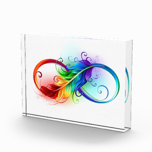Bloc Photo Symbole d'infini avec plume arc-en-ciel (Droite)
