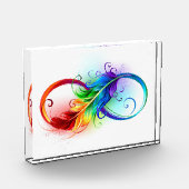 Bloc Photo Symbole d'infini avec plume arc-en-ciel (Gauche)