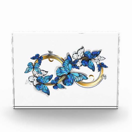 Bloc Photo Symbole infini de papillons Morpho bleus (Devant)