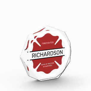 Bloc Photo Symbole logo rouge du pompier personnalisé