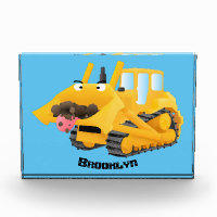 Sympa joli caractère de dessin animé au bulldozer