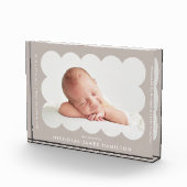 Bloc Photo Taupe Faire-part de naissance à bascule moderne (Droite)