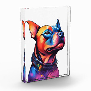 Bloc Photo Taureau coloré Terrier Conception Cyberpunk,