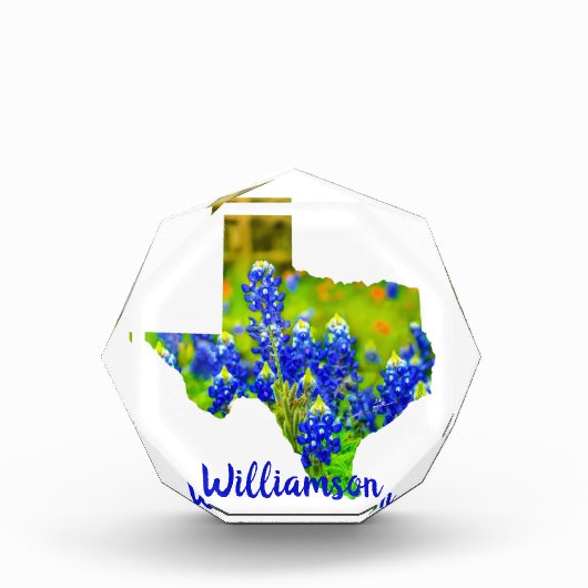 Bloc Photo Texas Bluebonnets État du Texas w Nom (Devant)