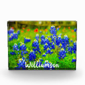Bloc Photo Texas Bluebonnets Indian Paintbrush Nom de famille (Devant)