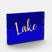 Bloc Photo Texte de script de lac moderne bleu royal profond  (Gauche)