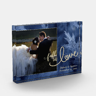 Bloc Photo Tomber amoureux de l'automne Mariage bleu marine